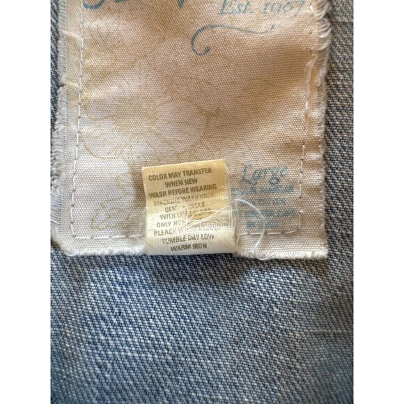 Aeropostale Denim Jacket Large Classic Look Light Wash Distressed Button Up - Picture 8 of 9